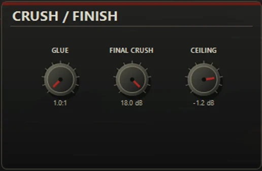 The Crush / Finish section of the PUNK LAB interface